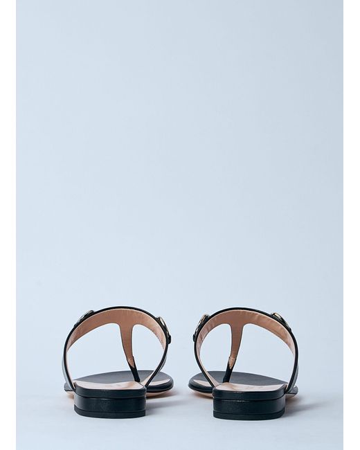 Gucci Black Flip-Flops With Leather Clamp Sandal