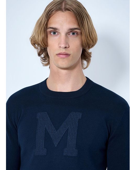 Moncler Blue Embroidered Logo Sweater for men