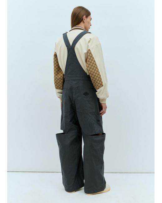 Gucci Blue Logo Patch Dungarees for men