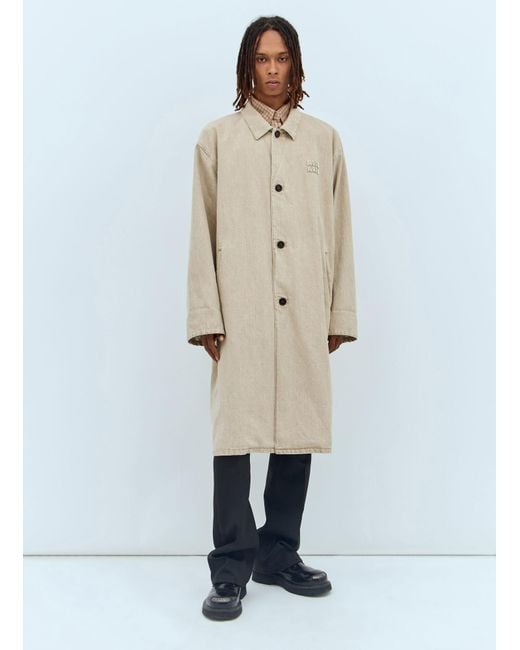 Miu Miu Natural Logo Patch Denim Trench Coat for men