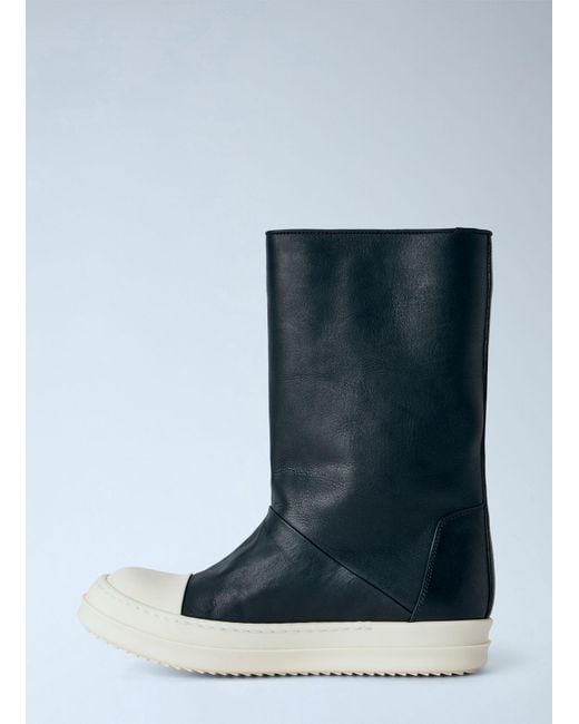 Rick Owens Blue Tower High Leather Boots