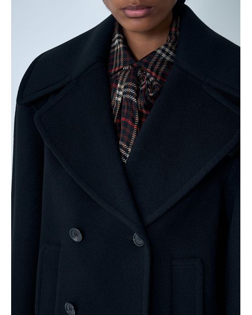 Saint Laurent Blue Tailored Wool Coat