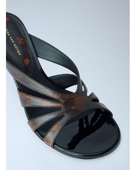 Dries Van Noten Gray Strappy Block Heel Sandals