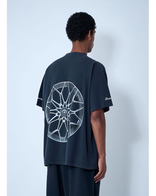 Balenciaga x Lamborghini Blue Automobili Lamborghini T-shirt for men