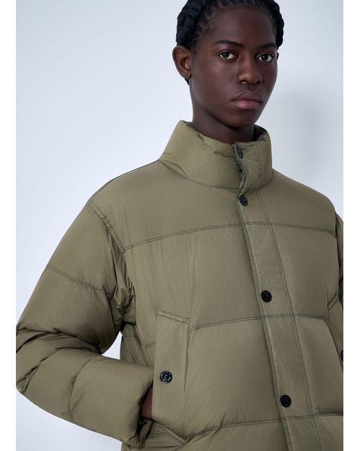 Stone Island Green Logo Patch Bomber Jacket for men