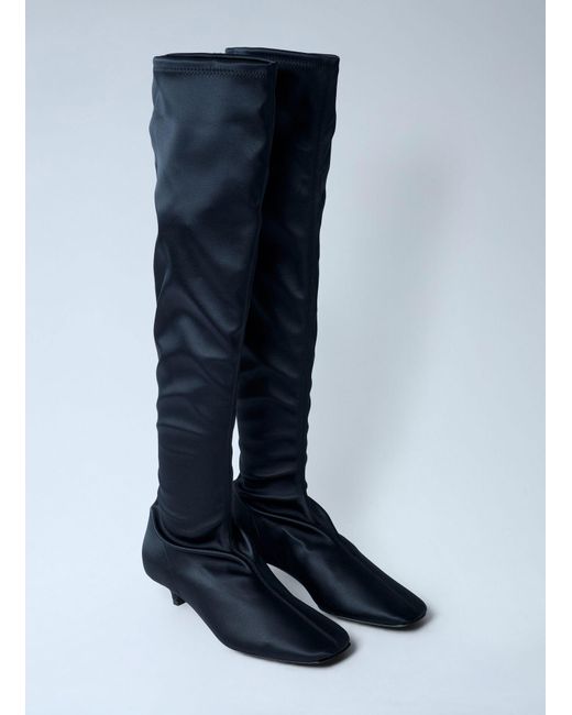 Totême  Blue Satin Knee-High Boots