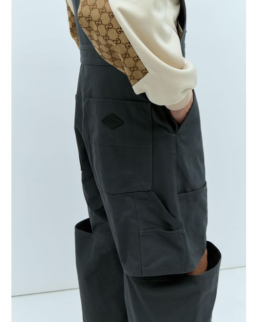 Gucci Blue Logo Patch Dungarees for men
