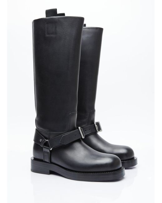 Burberry Black Leather Saddle Tall Boots