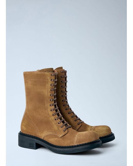 Miu Miu Blue Faded Unlined Suede Boots