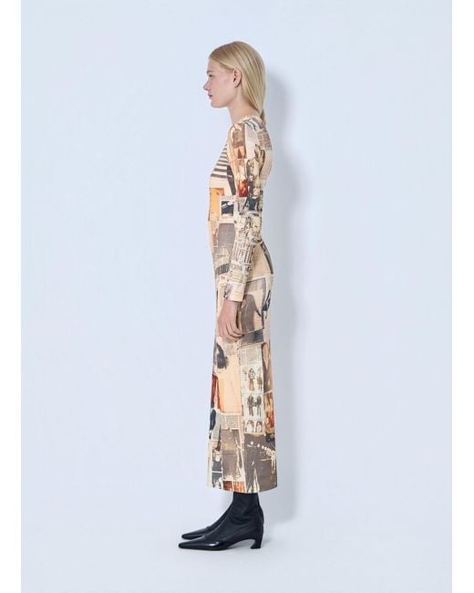 Jean Paul Gaultier White Journal Printed Long Dress