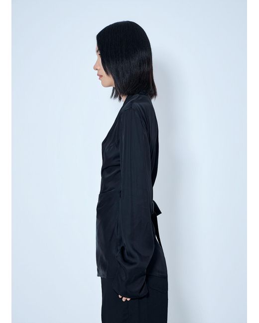 Rick Owens Blue Laura Satin Wrap Top
