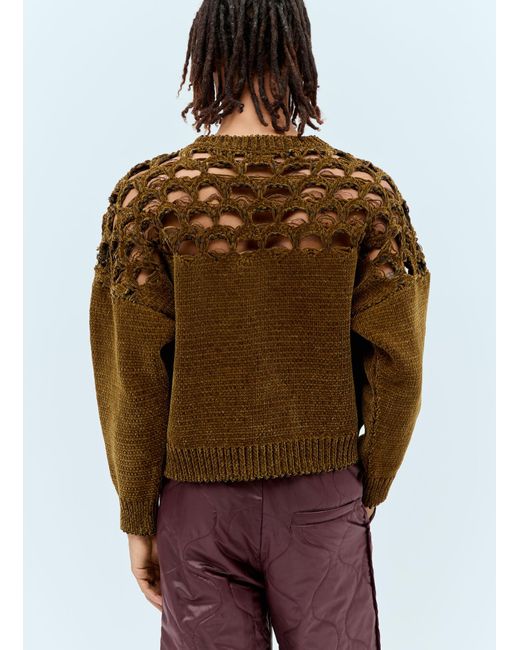 Dries Van Noten Brown Velour Knit Sweater for men