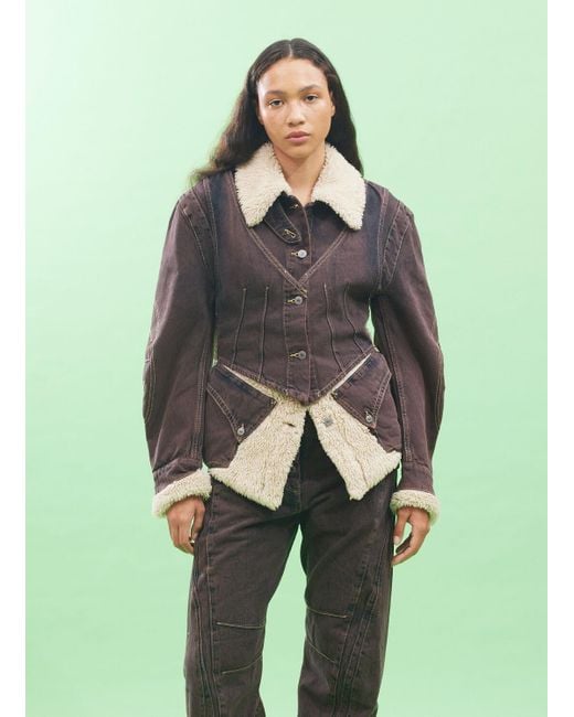 Kiko Kostadinov X Levis Paneled Denim Sherpa Jacket in Brown | Lyst