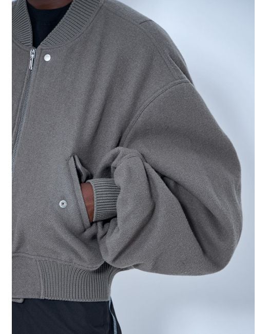 Rick Owens Gray Zip-Up Bomber Jacket for men