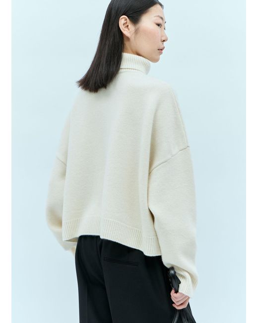 The Row White Ezio Knit Roll Up Sweater
