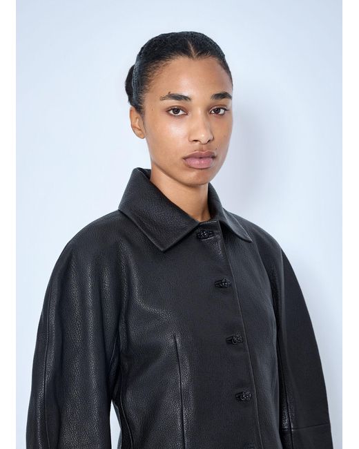 Rohe Blue Rounded Grain Leather Cropped Jacket