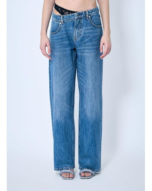 Alexander Wang Dip-Side Jeans With Exposed Lace Underwear in