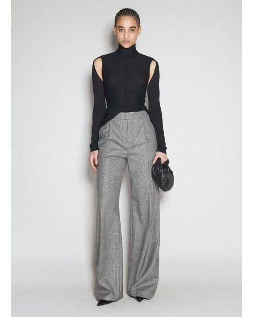 Saint Laurent Gray Prince Of Wales Flared Pants