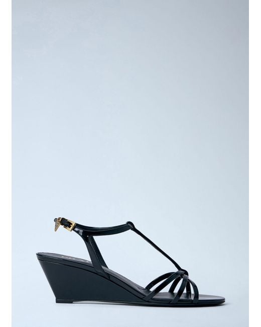 Prada Blue Strappy Wedge Sandals