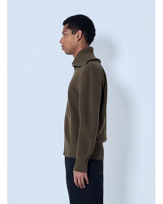 Bottega Veneta Gray Zip-Front High Collar Cardigan for men