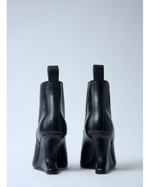 Rick Owens Blue Leather Wedge Ankle Boots