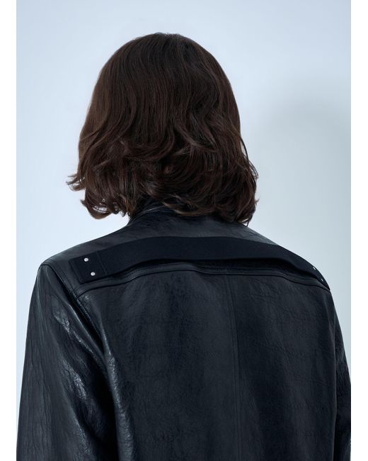 Rick Owens Blue Studded Leather Jacket for men