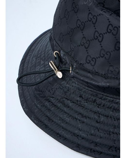 Gucci White Logo Motif Bucket Hat