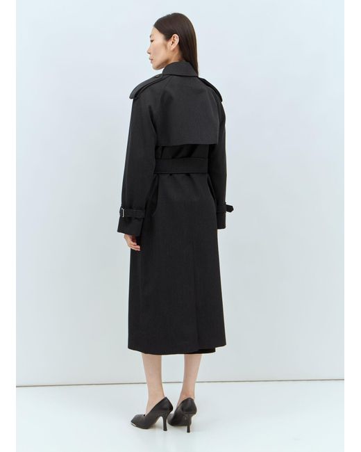 Burberry Black Long Wool Trench Coat