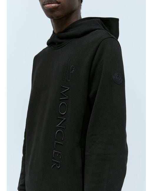 Moncler Black Logo Embroidery Hooded Sweatshirt for men