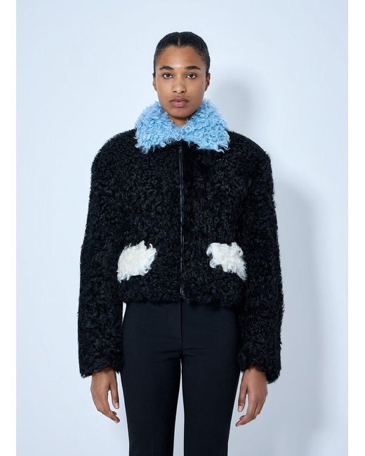 Marni Blue Curly Shearling Jacket