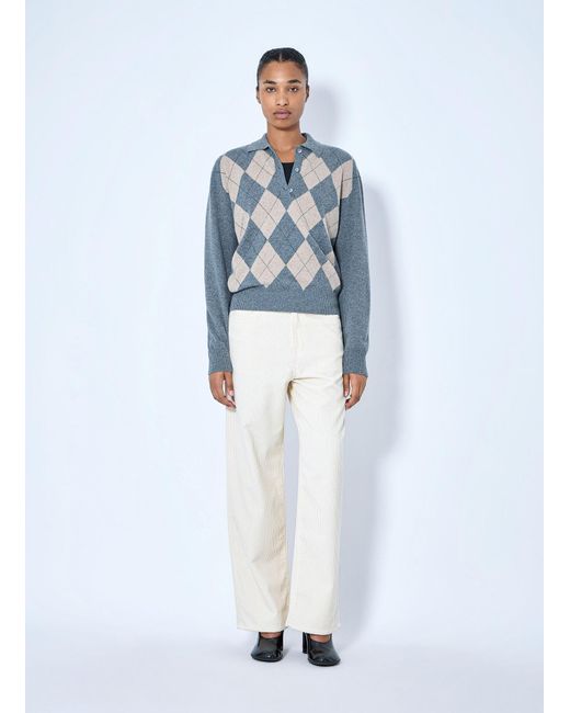 Rohe Blue Argyle Mouliné Polo