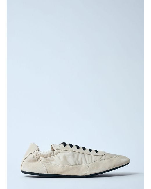 Prada White Collapse Re-Nylon And Suede Sneakers
