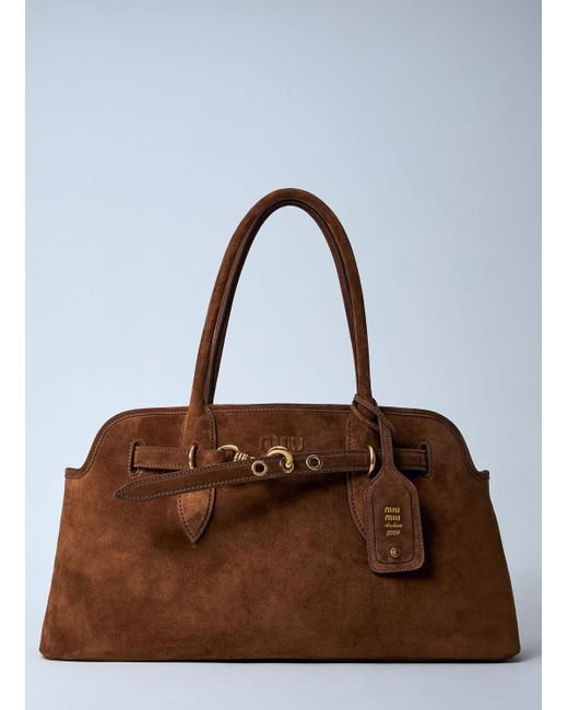 Miu Miu Brown Aventure Suede Handbag