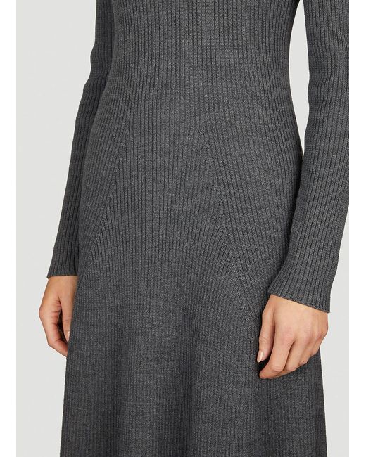 Moncler Gray Long Sleeve Knit Dress