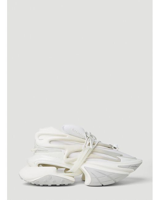 Balmain White Unicorn Platform Sneakers for men