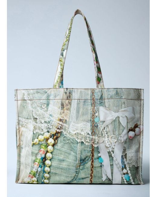 Acne Blue Logo Print Tote Bag for men