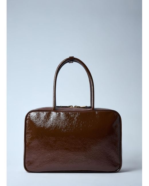 Miu Miu Brown Beau Naplak Patent Shoulder Bag