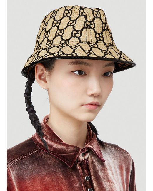Gucci GG Fedora Hat With Snakeskin in Natural | Lyst