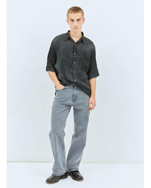 Acne Gray Crinkle Short Sleeve Shirt for men