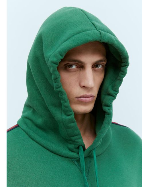 Gucci Green Logo Embroidery Hooded Sweatshirt for men
