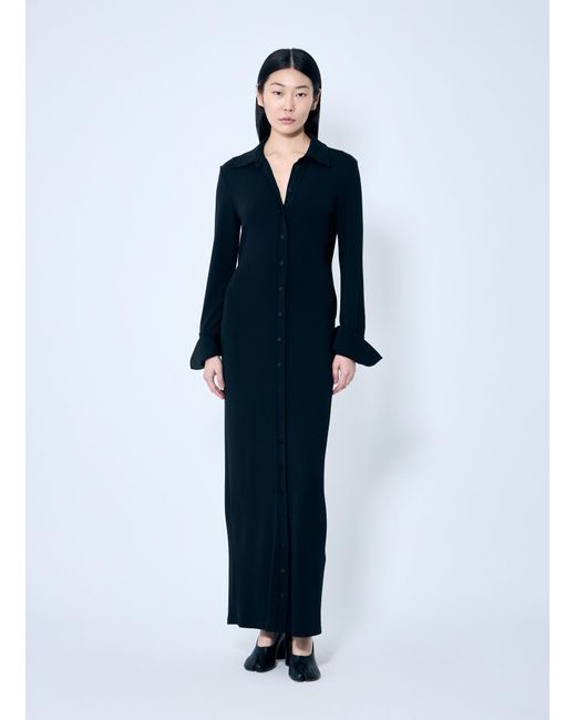 Sportmax Blue Crepe Jersey Shirt Dress