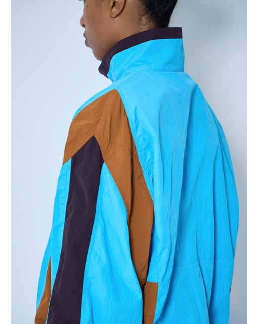 Saint Laurent Blue High-Neck Windbreaker Jacket