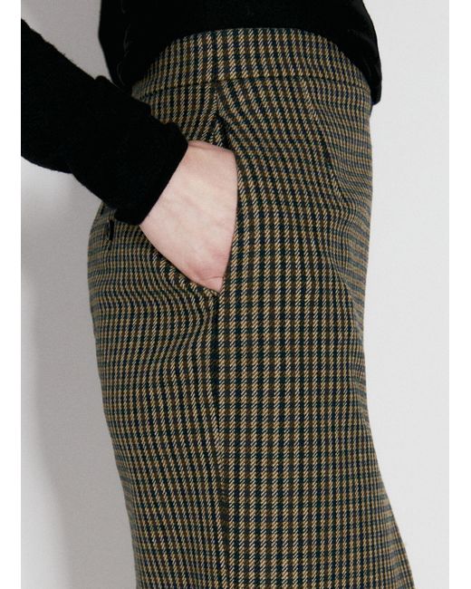 Saint Laurent Green Wool-blend Checked Midi Skirt