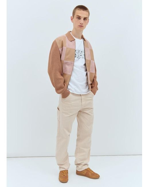 AWAKE NY Natural Checkerboard Zip-Front Jacket for men