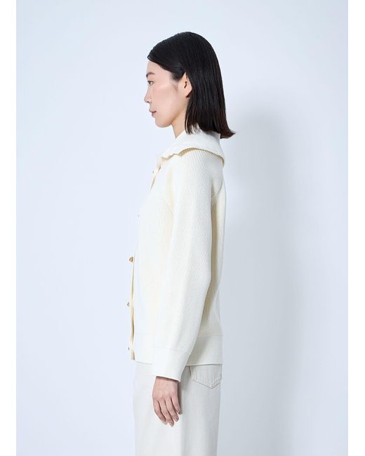 Bottega Veneta White Cotton Ribbed Cardigan