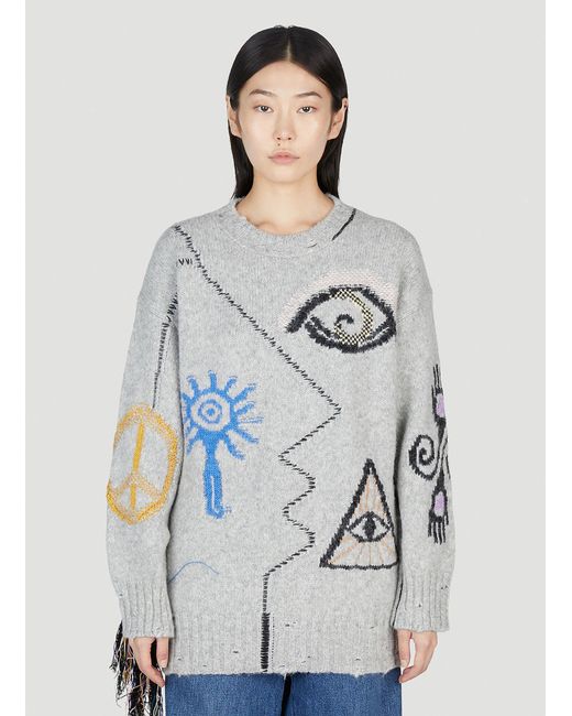 Stella McCartney Gray Folklore Embroidery Sweater
