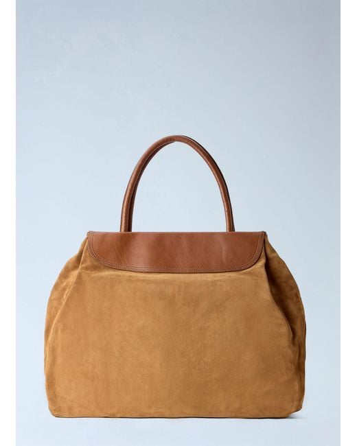 Dries Van Noten Brown Blossom Suede Top Handle Bag