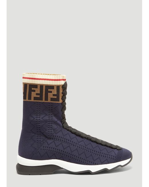 Fendi Blue Ff Motif Sneaker Boots