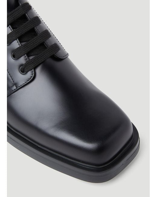 Prada White Brushed Leather Derby Shoes for men