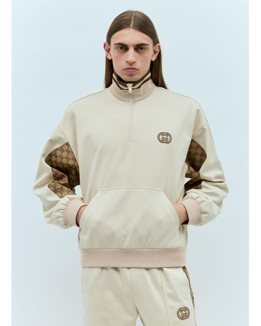 Gucci White Gg Half-zip Sweatshirt for men